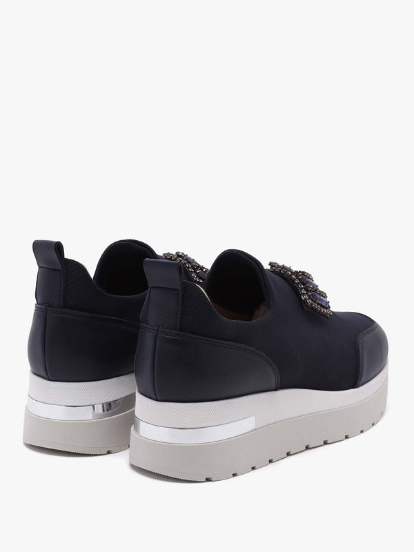 Carnation Navy Jewelled Slip On Slab Trainers