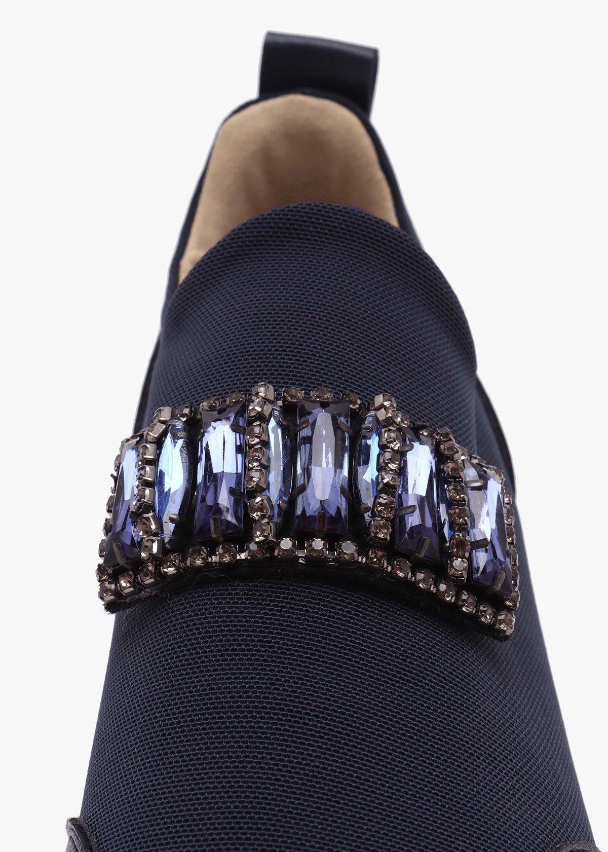Carnation Navy Jewelled Slip On Slab Trainers