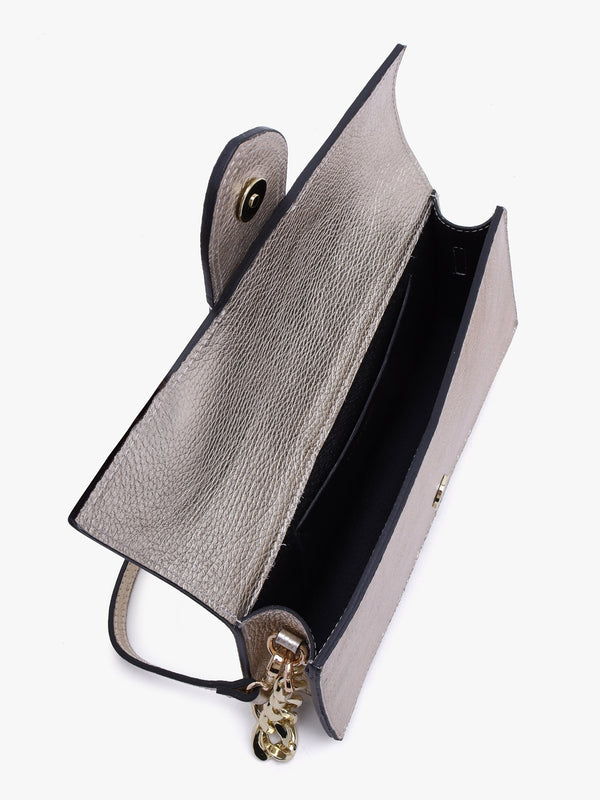 Lara Gold Leather Chain Strap Bag