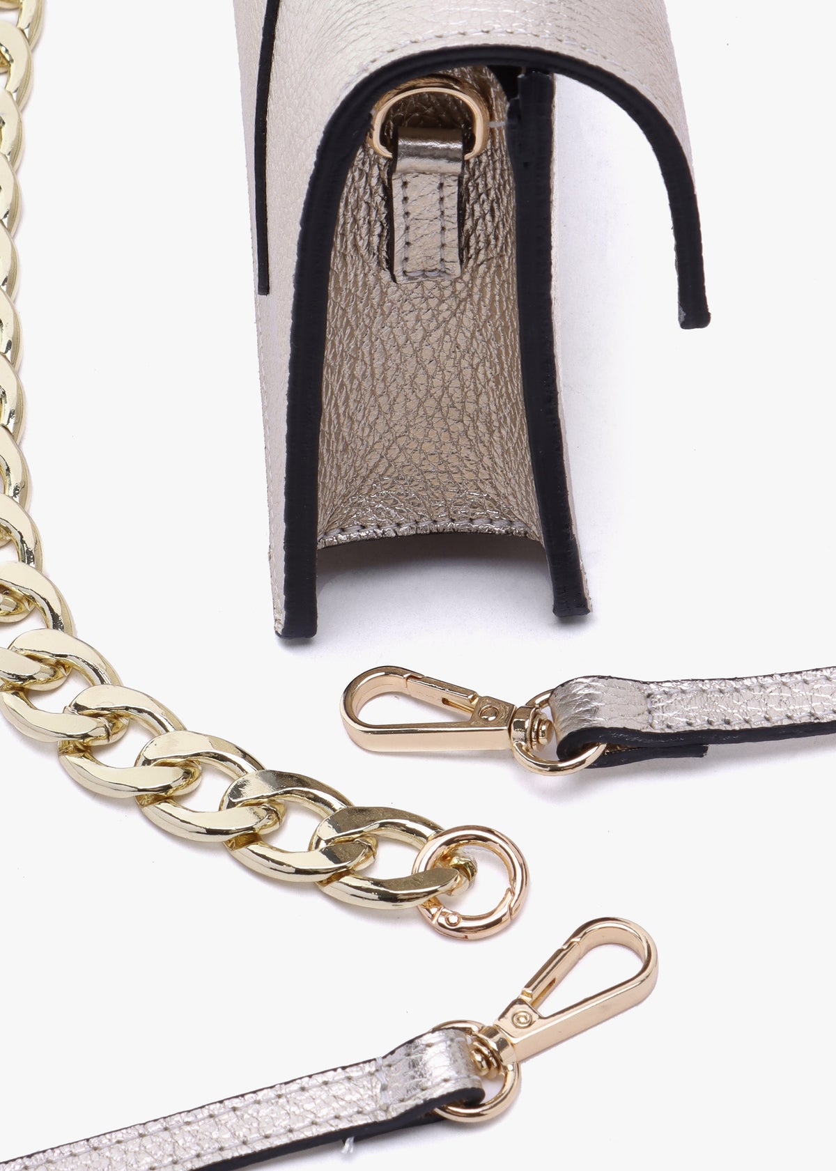 Lara Gold Leather Chain Strap Bag