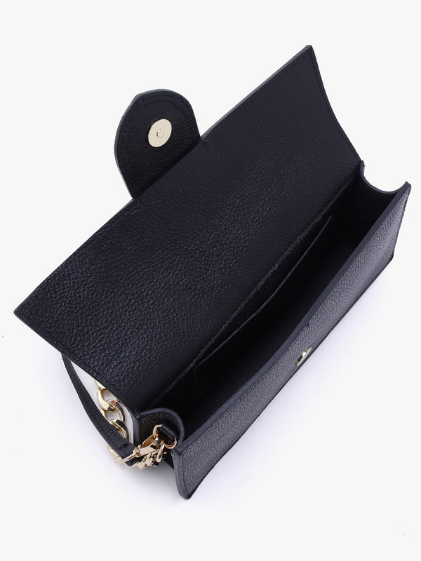 Lara Black Leather Chain Strap Bag