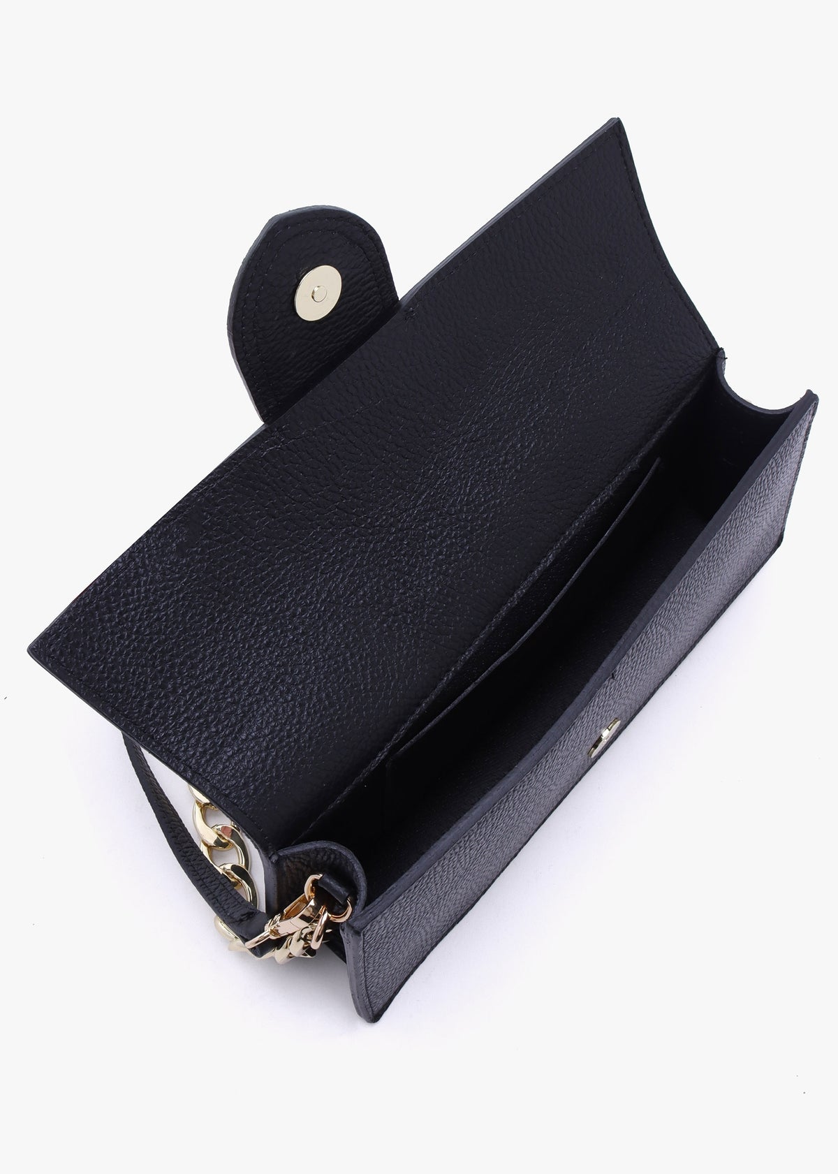 Lara Black Leather Chain Strap Bag