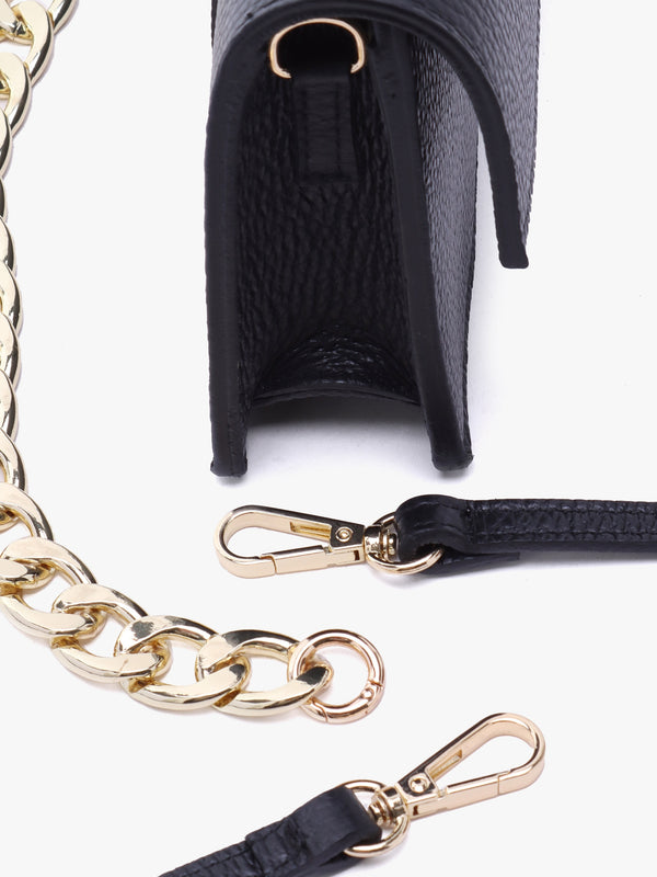 Lara Black Leather Chain Strap Bag
