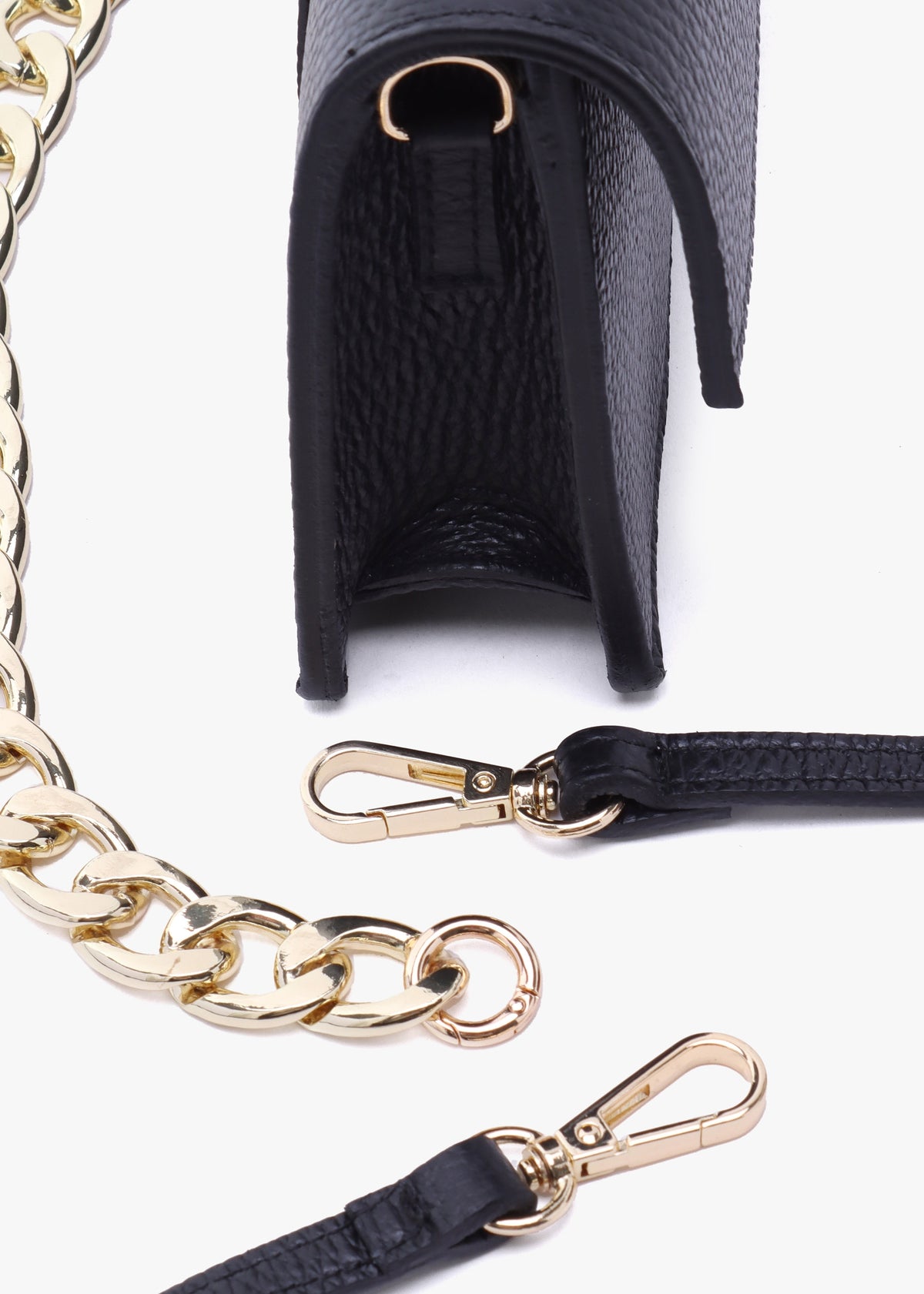 Lara Black Leather Chain Strap Bag