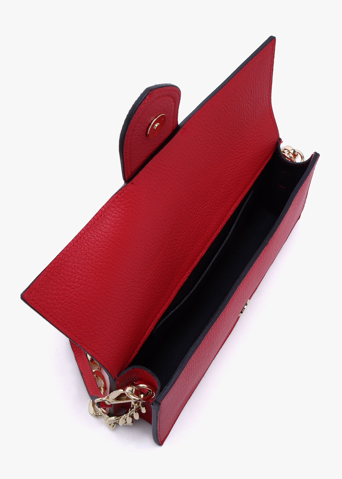 Lara Red Leather Chain Strap Bag