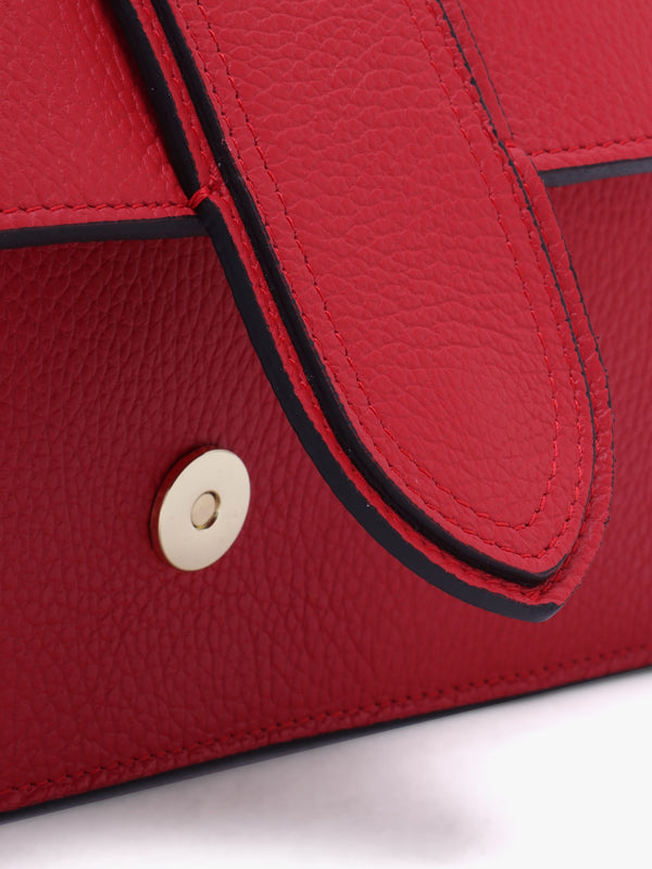 Lara Red Leather Chain Strap Bag