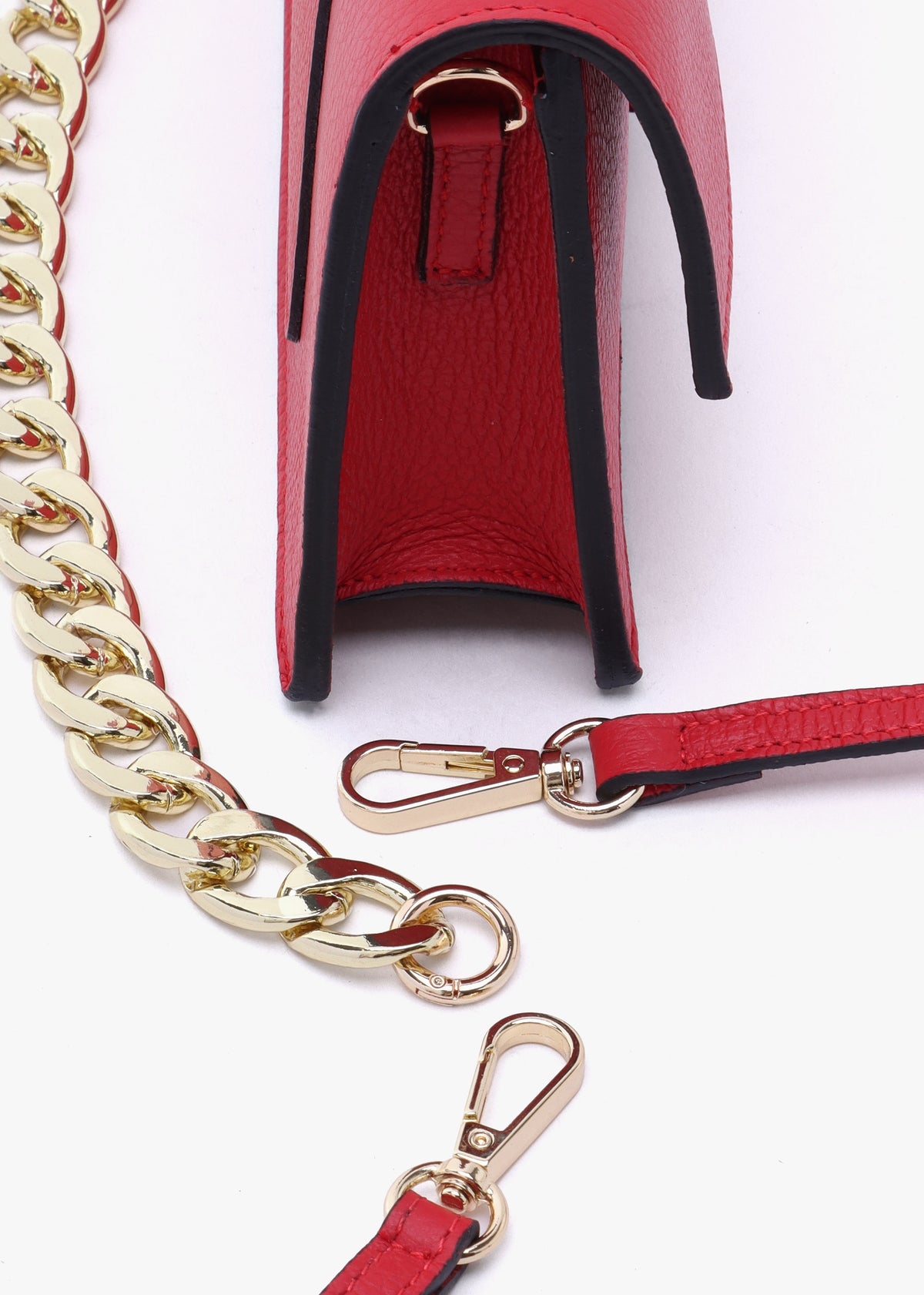 Lara Red Leather Chain Strap Bag