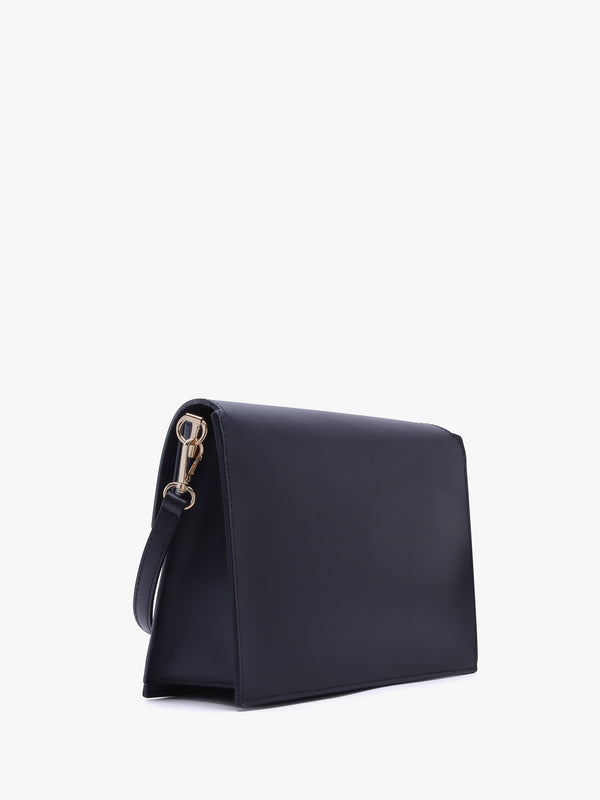 Lucia Black Leather Cross-Body Bag