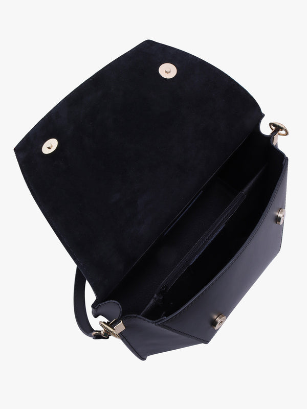 Lucia Black Leather Cross-Body Bag