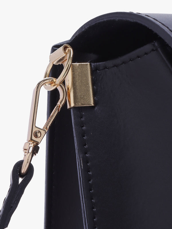 Lucia Black Leather Cross-Body Bag