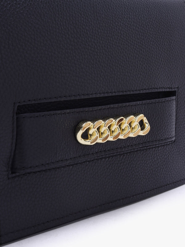 Lyla Black Leather Clutch With Strap