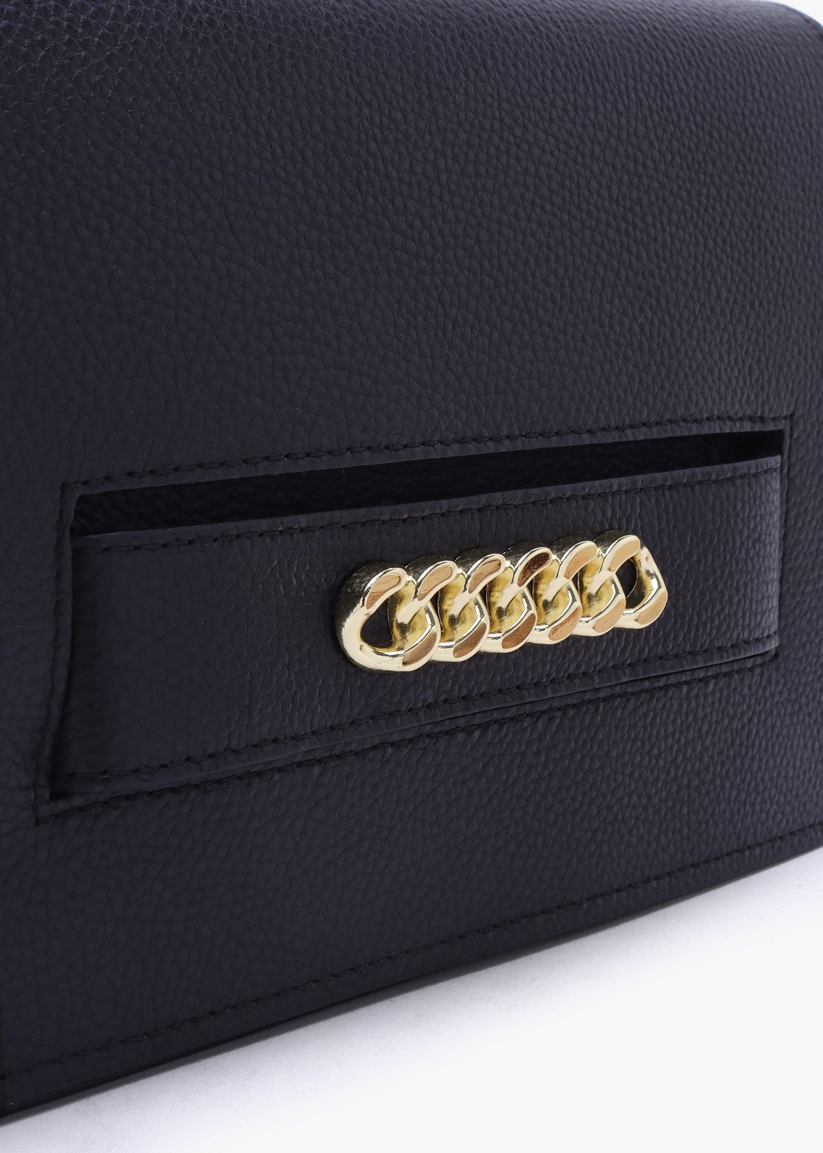 Lyla Black Leather Clutch With Strap