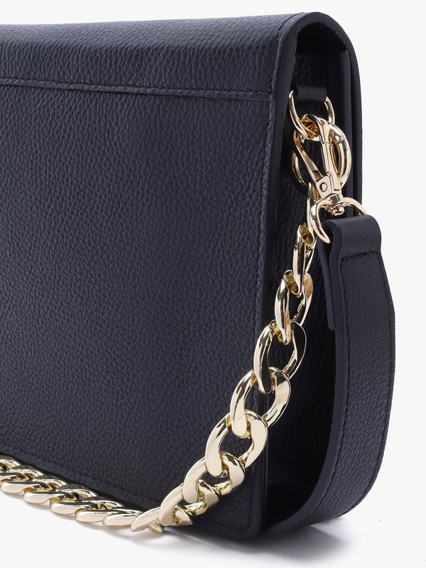 Lyla Black Leather Clutch With Strap