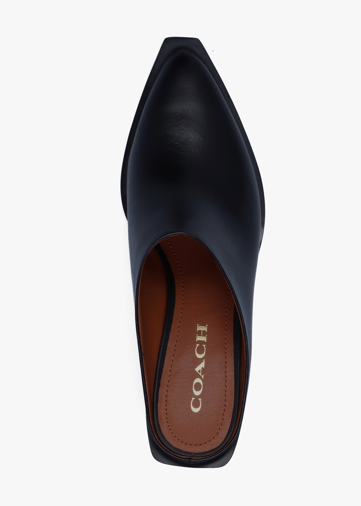 Paloma Black Leather Western Block Heel Backless Mules