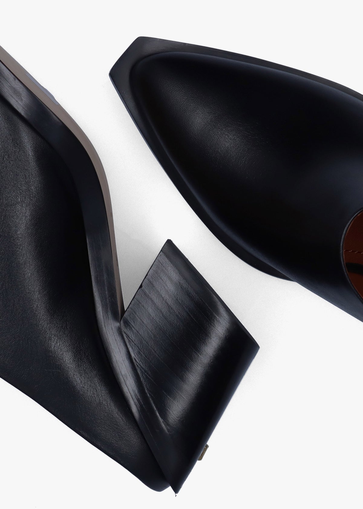 Paloma Black Leather Western Block Heel Backless Mules