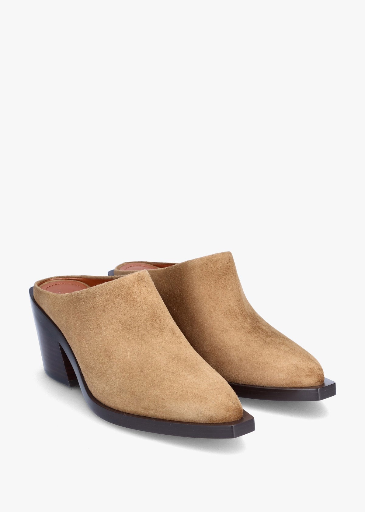 Paloma Coconut Suede Western Block Heel Backless Mules