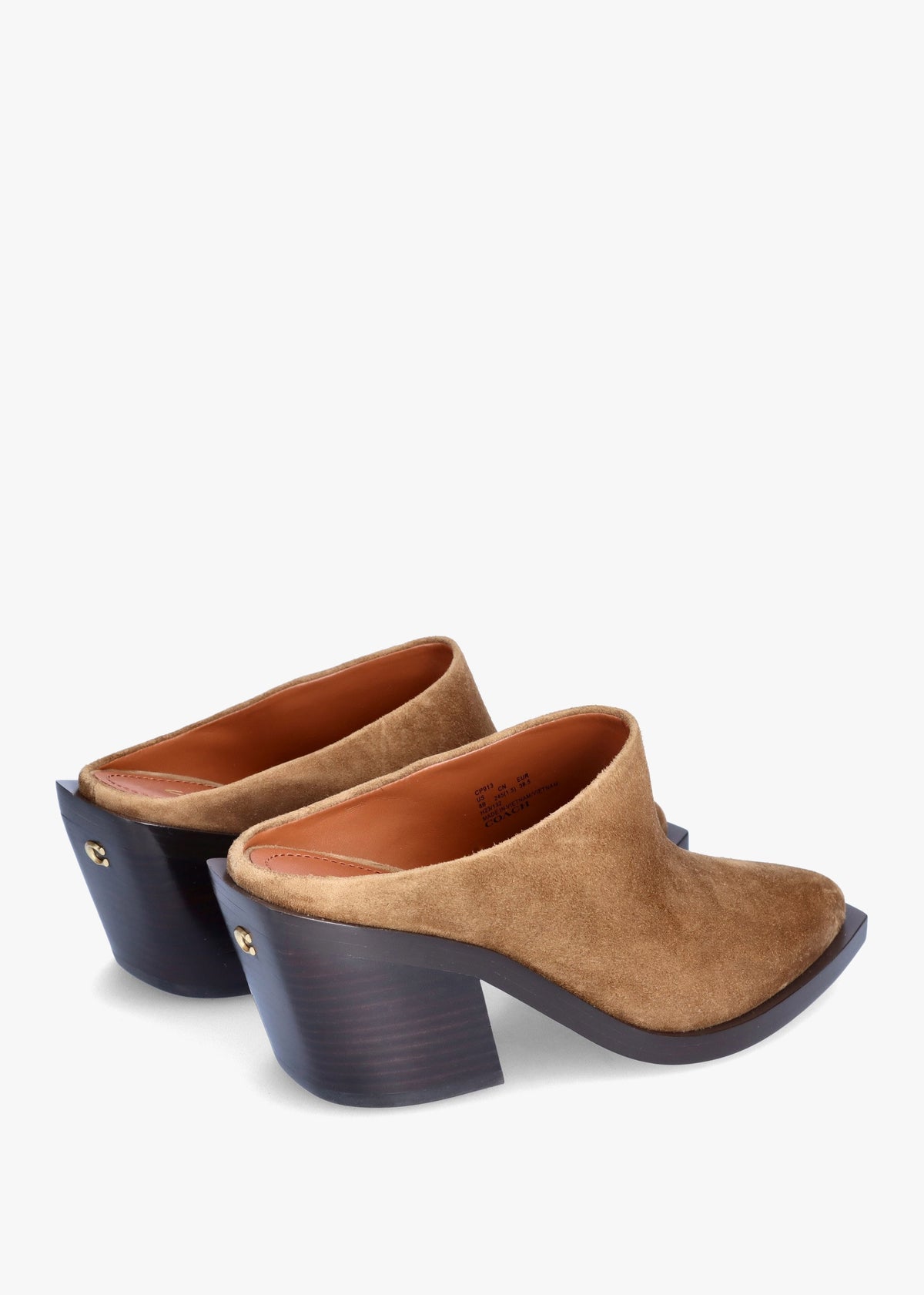 Paloma Coconut Suede Western Block Heel Backless Mules
