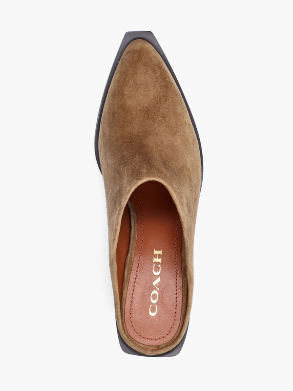 Paloma Coconut Suede Western Block Heel Backless Mules