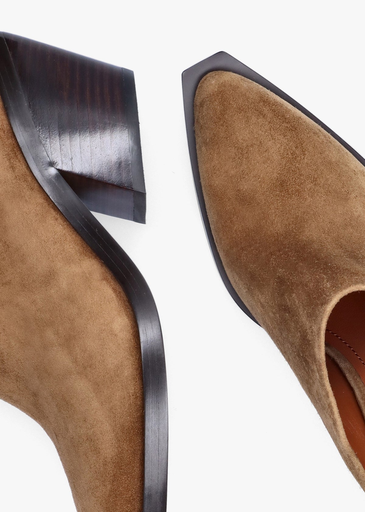 Paloma Coconut Suede Western Block Heel Backless Mules