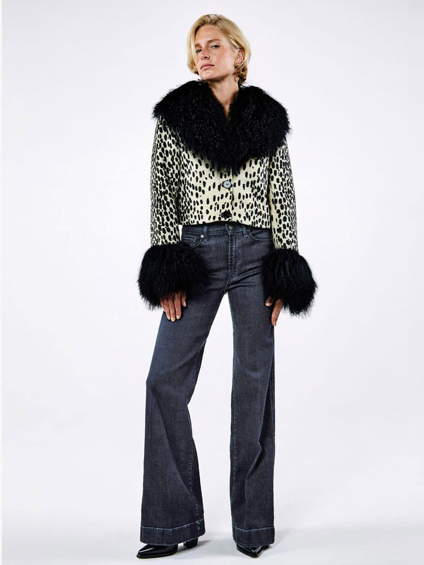 Cropped Penny Dotty Mongolian Trim Jacket