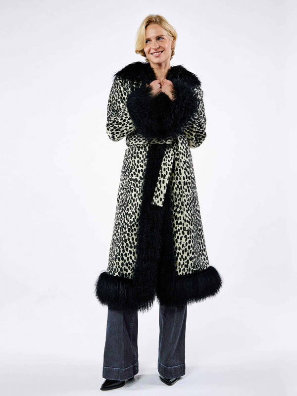 Rita Dotty Mongolian Lambswool Long-Line Afghan Coat