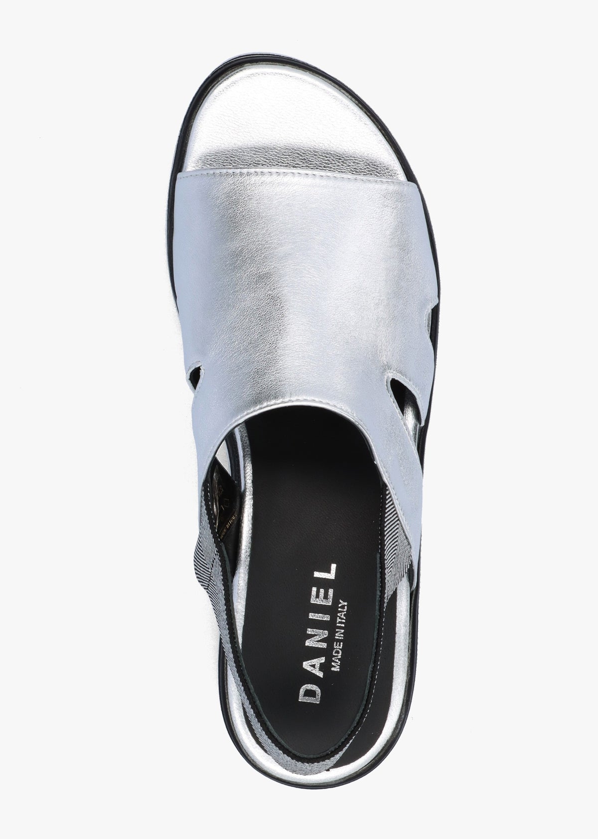 Slinger Silver Leather Low Wedge Sandals