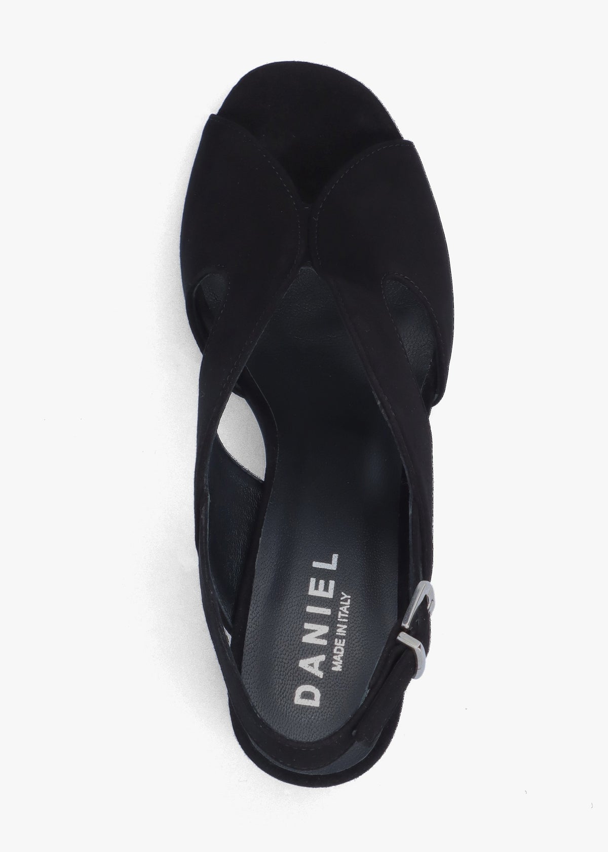 Sida Black Suede Block Heel Sling Back Sandals