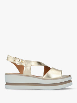 Suckle Gold Leather Flatform Sandals
