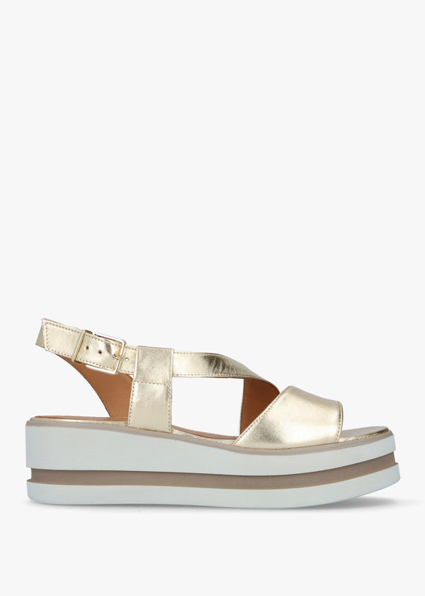 Suckle Gold Leather Flatform Sandals
