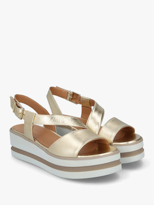 Suckle Gold Leather Flatform Sandals