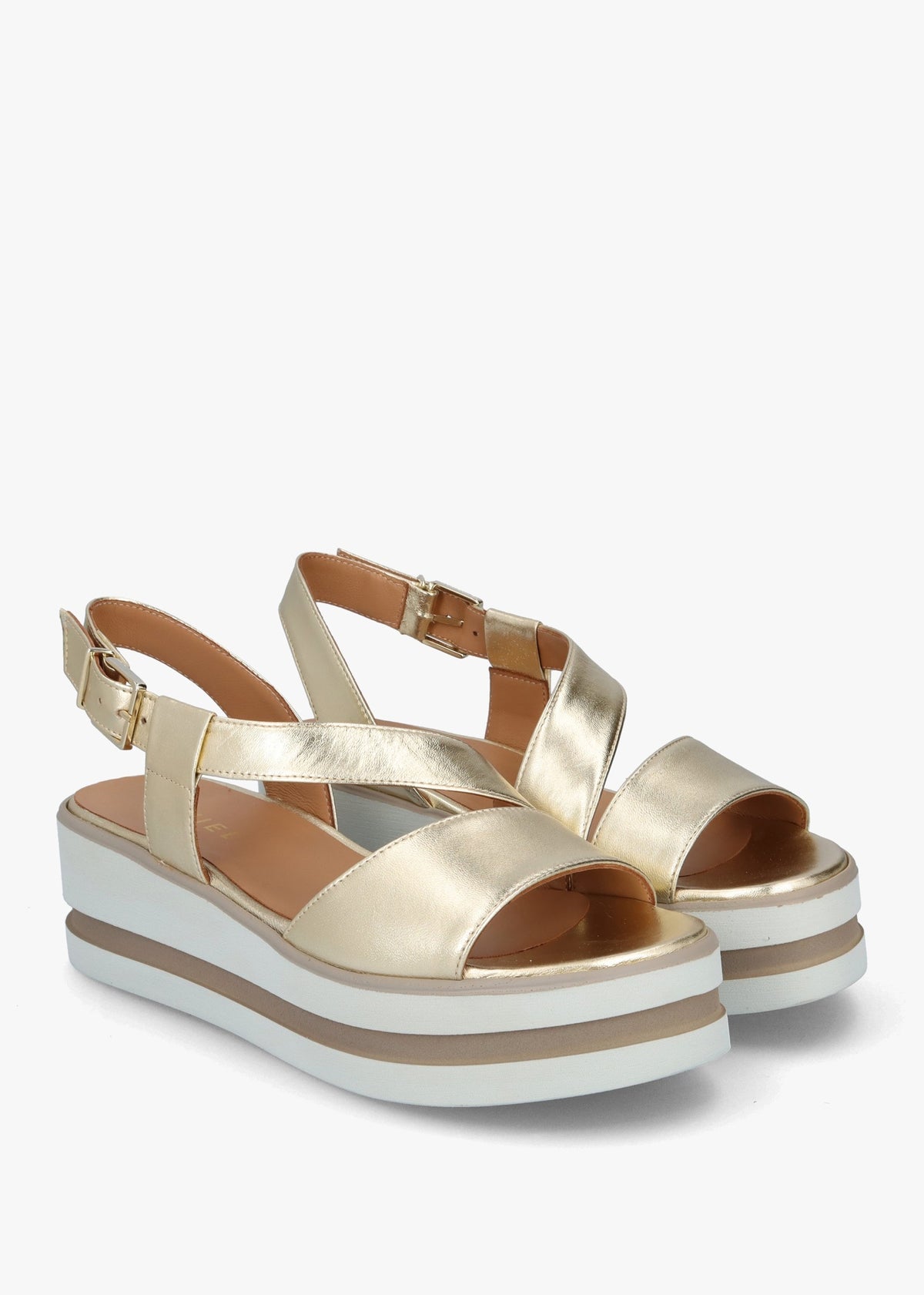 Suckle Gold Leather Flatform Sandals