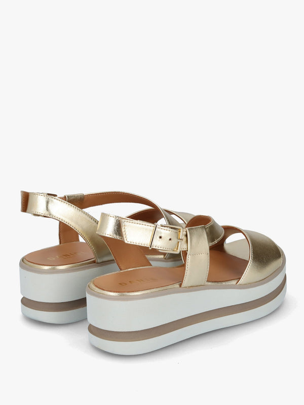 Suckle Gold Leather Flatform Sandals