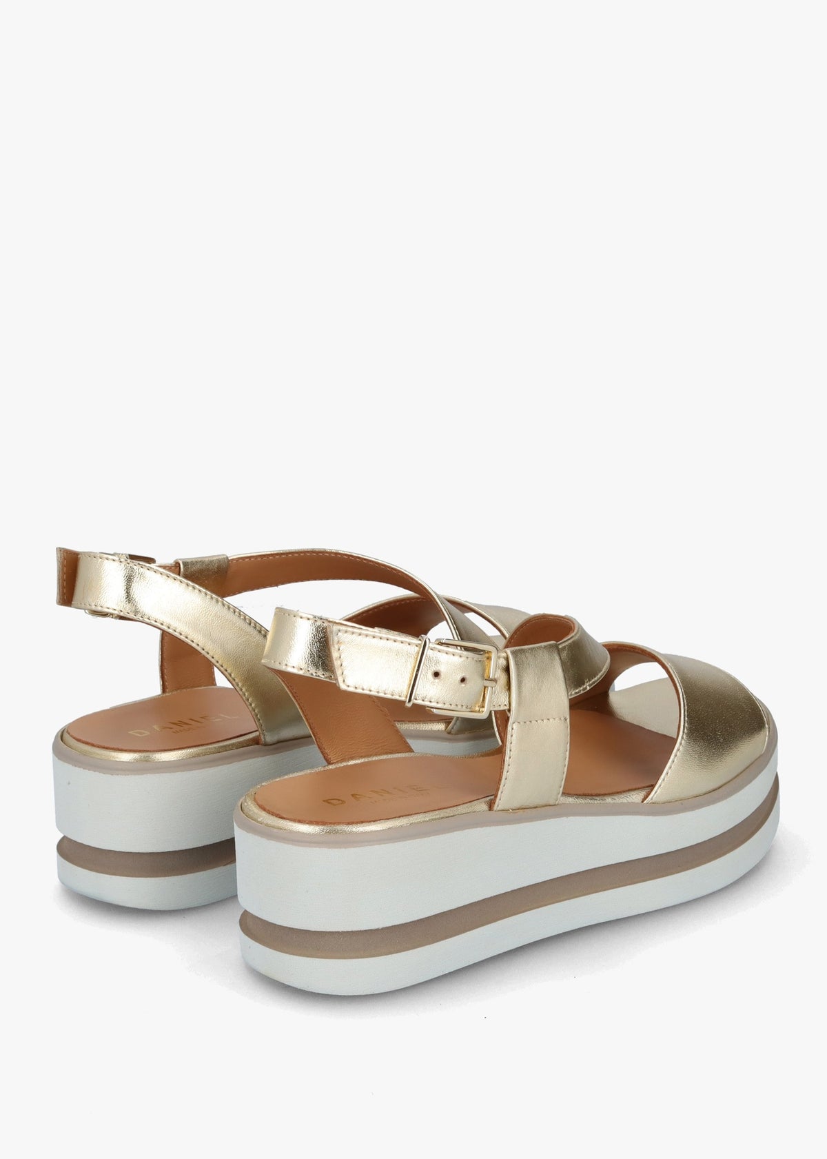 Suckle Gold Leather Flatform Sandals