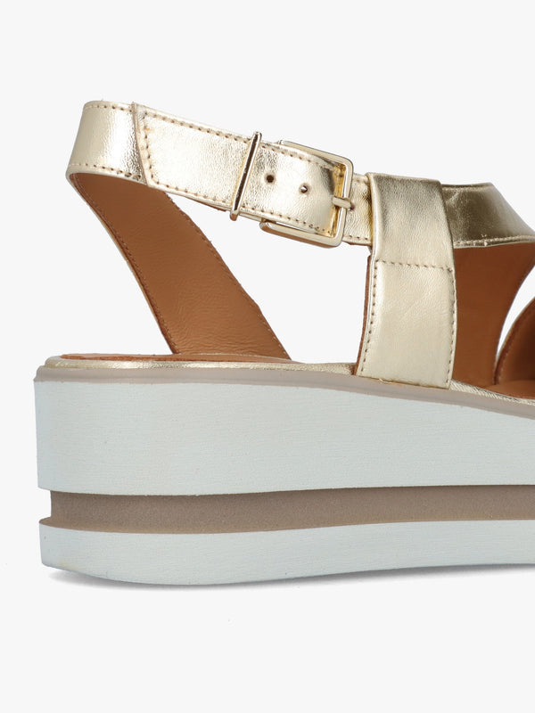Suckle Gold Leather Flatform Sandals