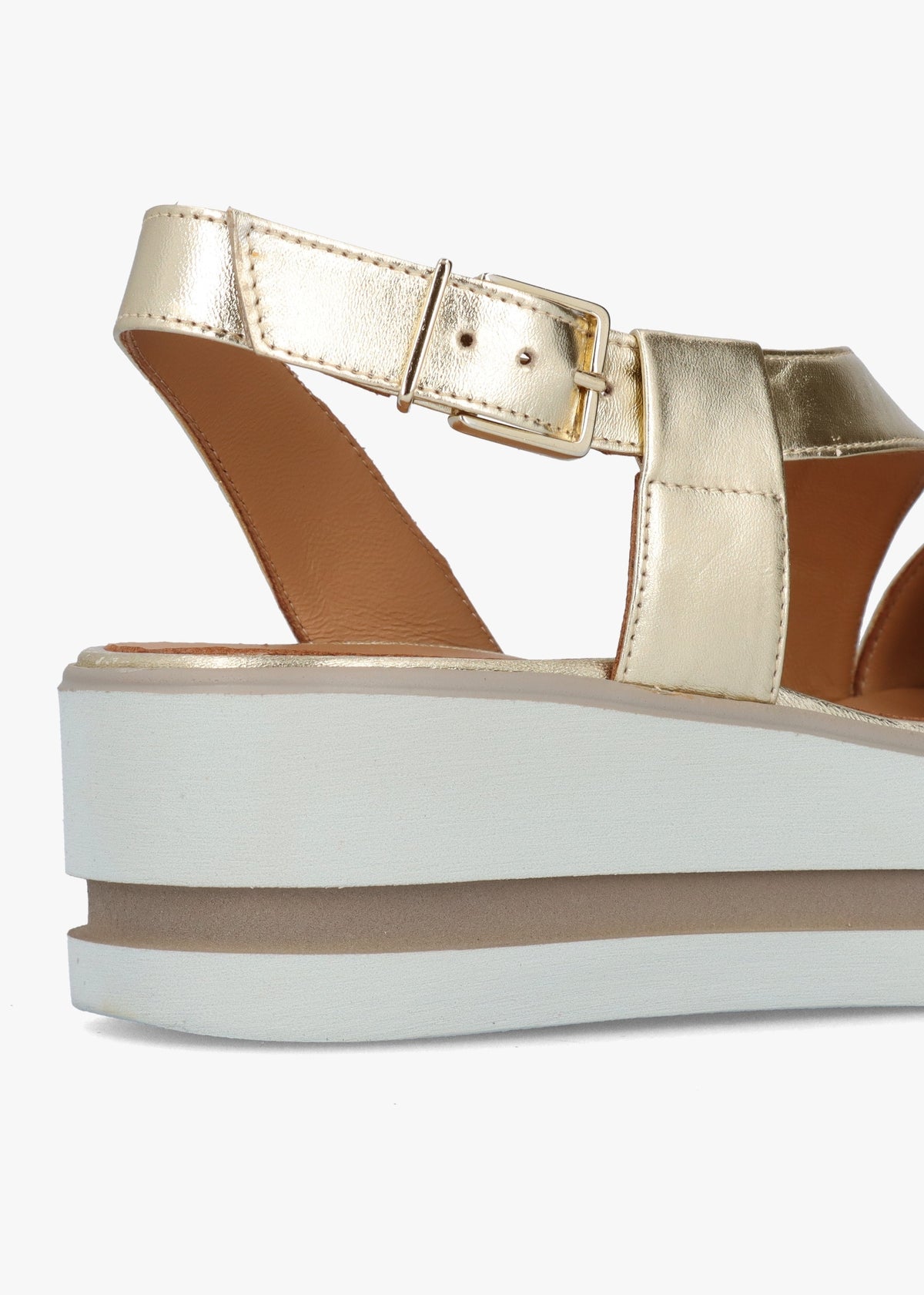 Suckle Gold Leather Flatform Sandals