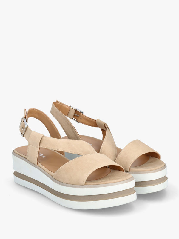 Suckle Beige Suede Flatform Sandals