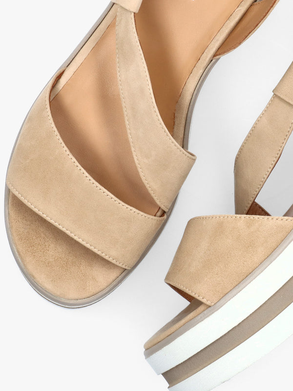 Suckle Beige Suede Flatform Sandals