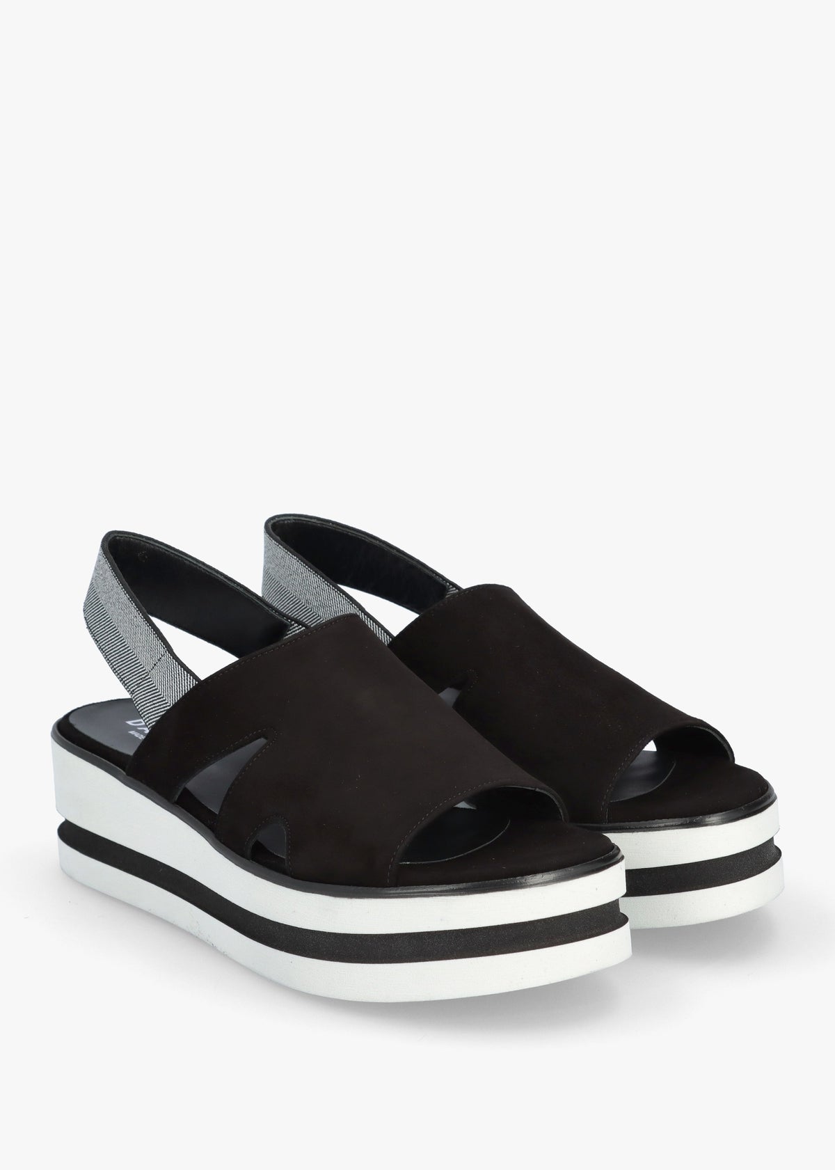 Slinger Black Suede Low Wedge Sandals