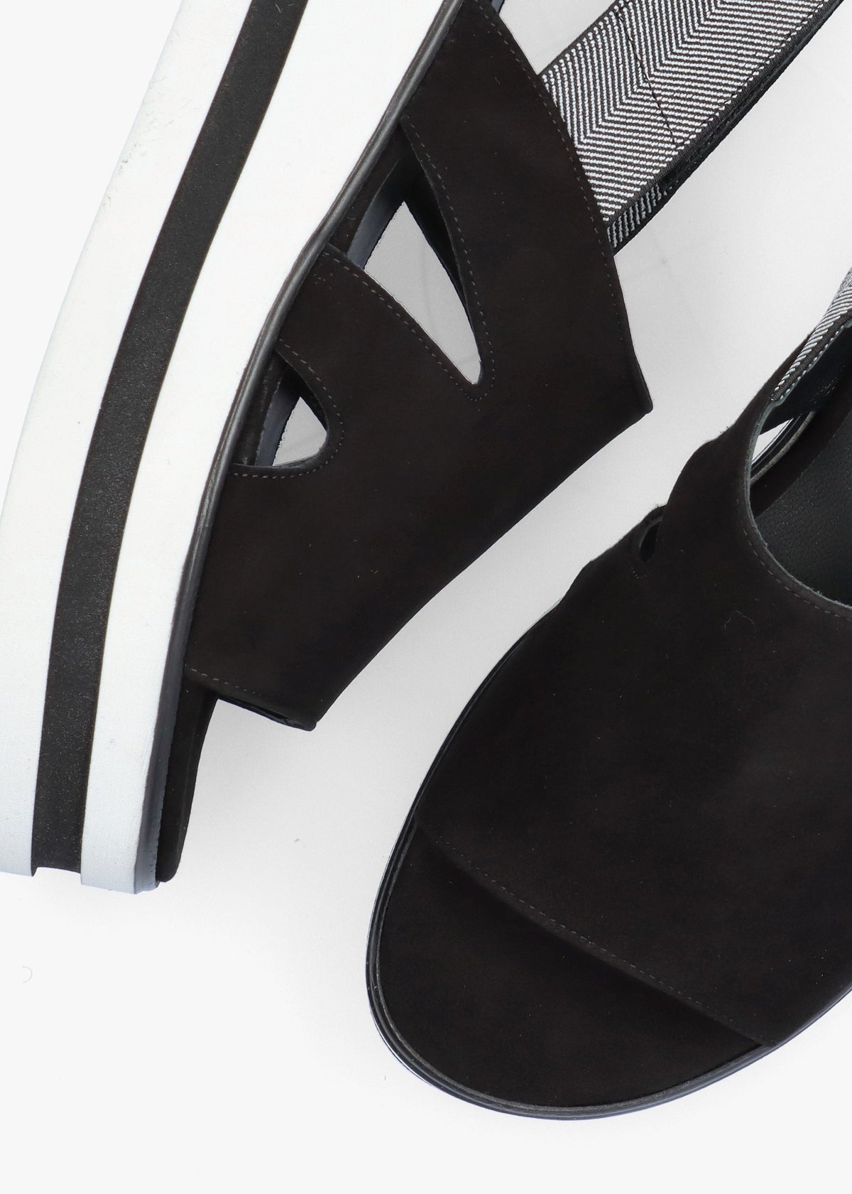 Slinger Black Suede Low Wedge Sandals