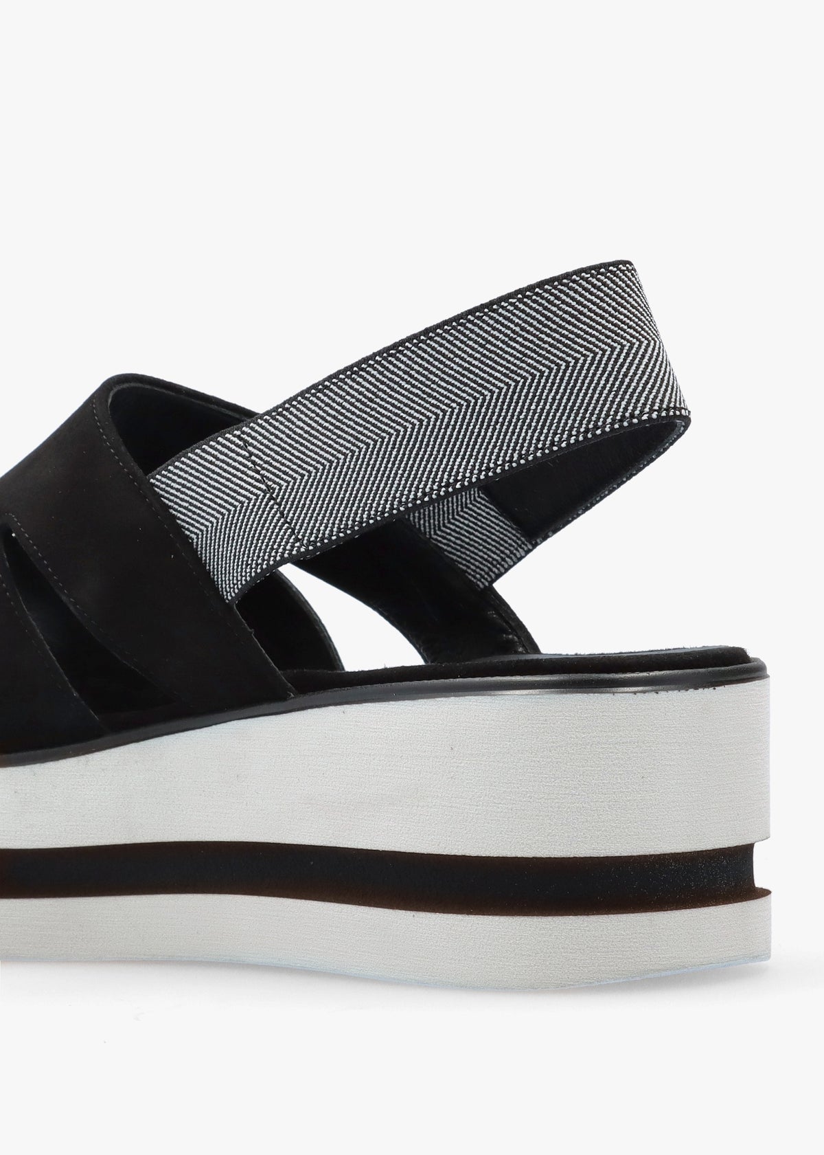 Slinger Black Suede Low Wedge Sandals