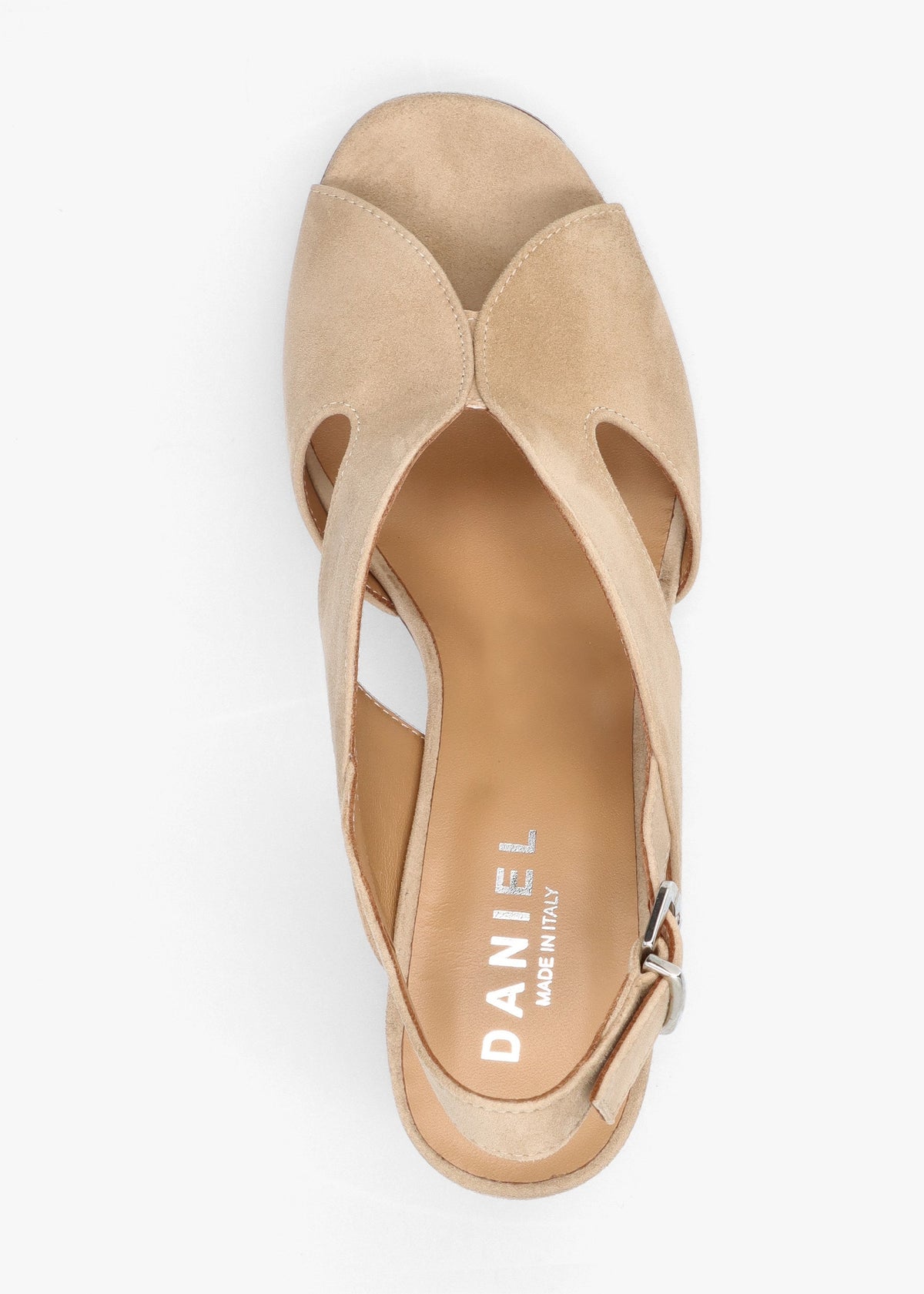 Sida Beige Suede Block Heel Sling Back Sandals