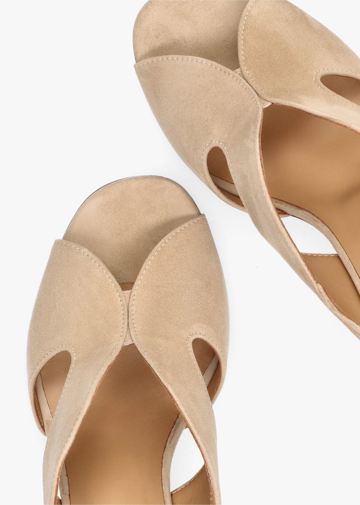 Sida Beige Suede Block Heel Sling Back Sandals