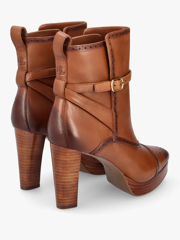 McKinsey Polo Tan Leather Platform High Heel Ankle Boots