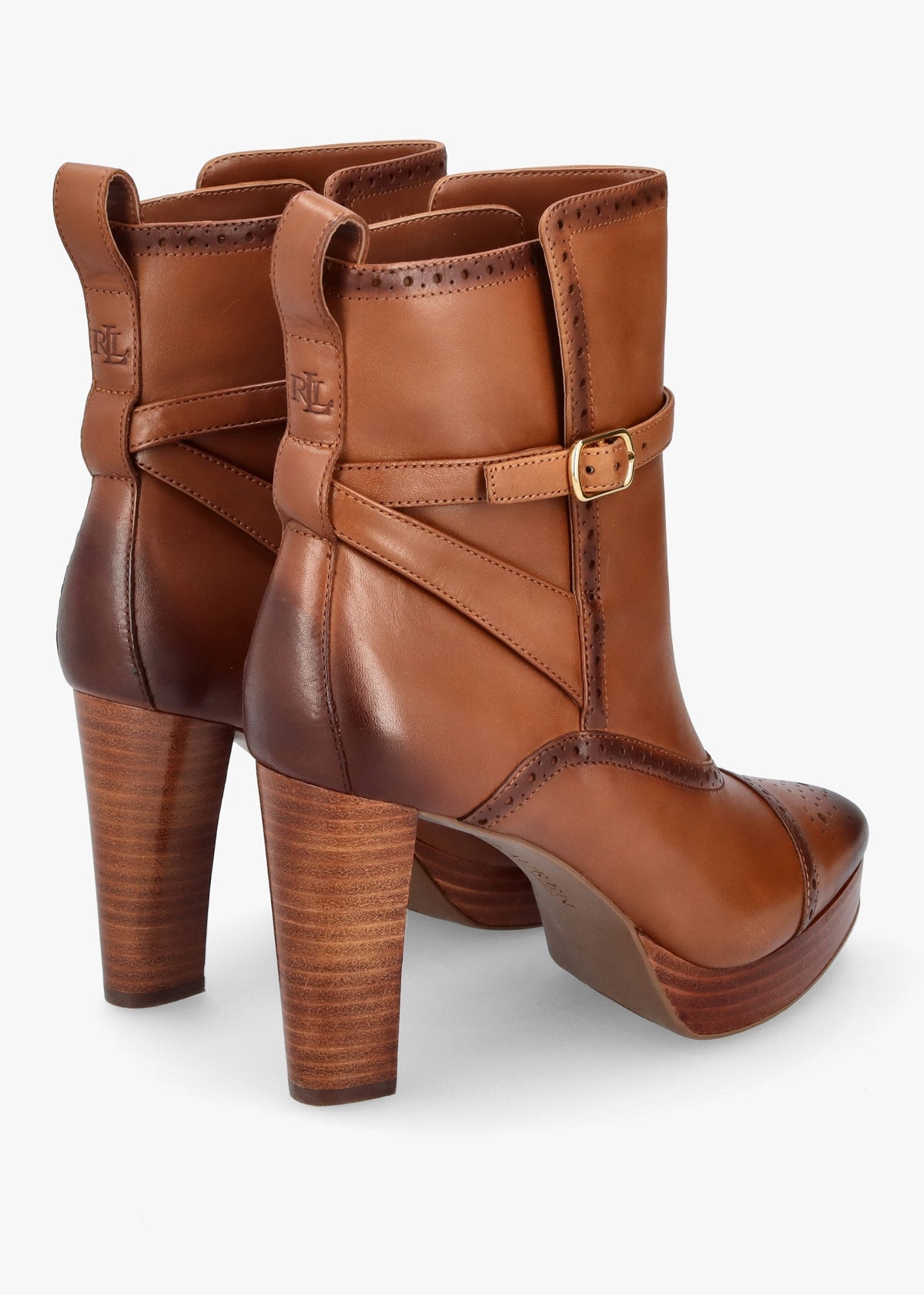 McKinsey Polo Tan Leather Platform High Heel Ankle Boots