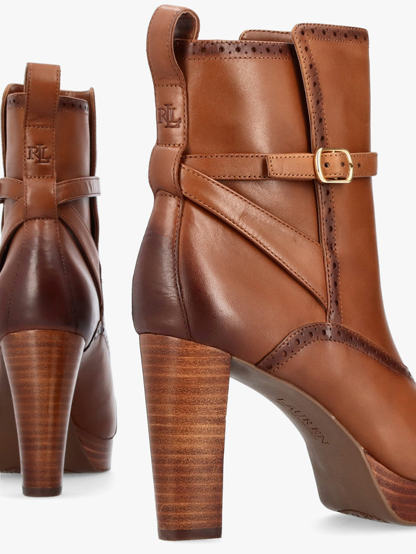 McKinsey Polo Tan Leather Platform High Heel Ankle Boots