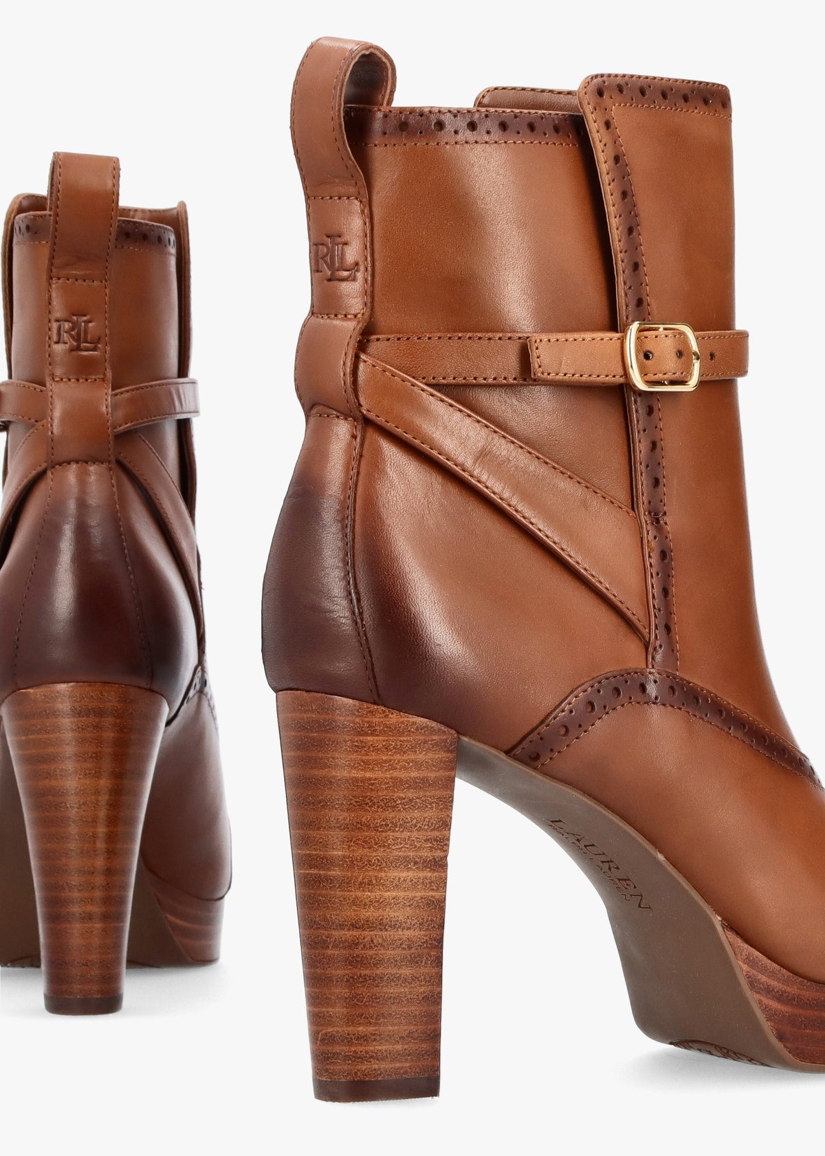 McKinsey Polo Tan Leather Platform High Heel Ankle Boots