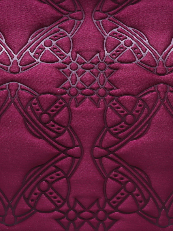 Granny Frame Purple Re-Embossed Satin Purse On A Chain