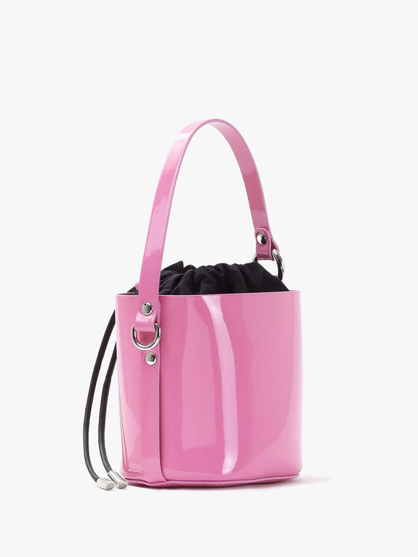 Mini Daisy Pink Patent Leather Drawstring Bucket Bag