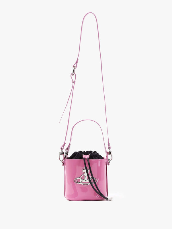Mini Daisy Pink Patent Leather Drawstring Bucket Bag