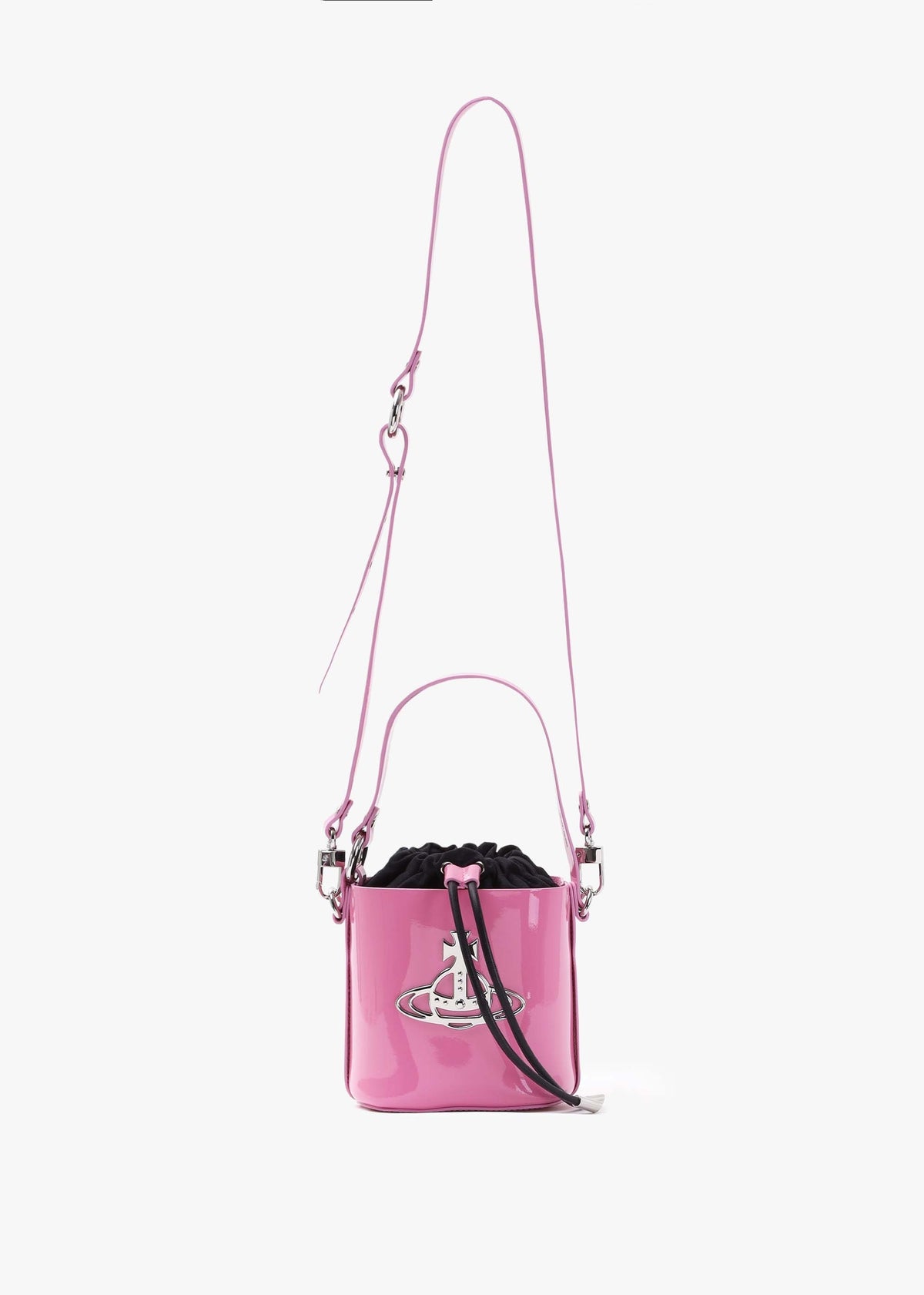 Mini Daisy Pink Patent Leather Drawstring Bucket Bag